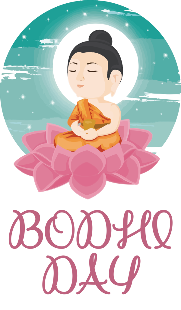 Transparent Bodhi Day Cartoon Human Poster for Bodhi for Bodhi Day
