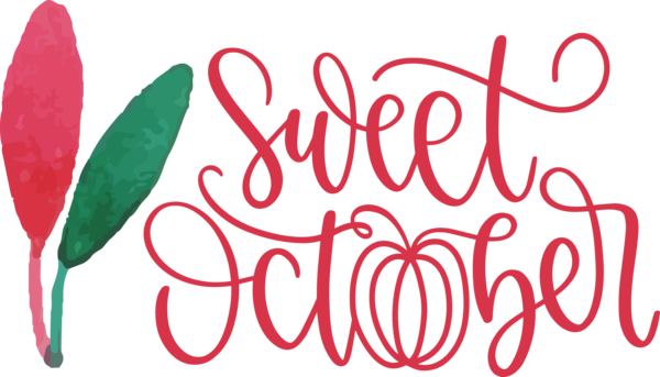 Transparent October Leaf Logo Calligraphy for Sweet October for October