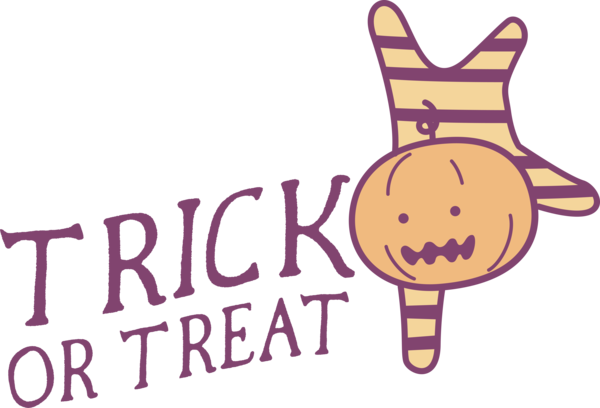 Transparent Halloween Logo Cartoon Line for Trick Or Treat for Halloween