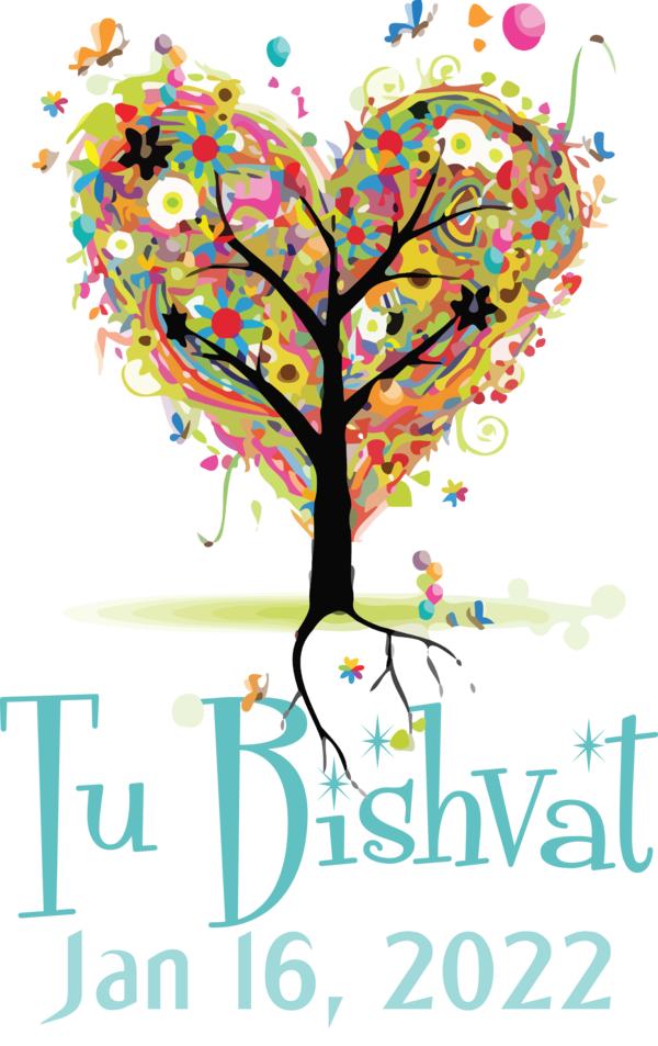 Transparent Tu Bishvat Heart Art Print Poster for Tu Bishvat Tree for Tu Bishvat
