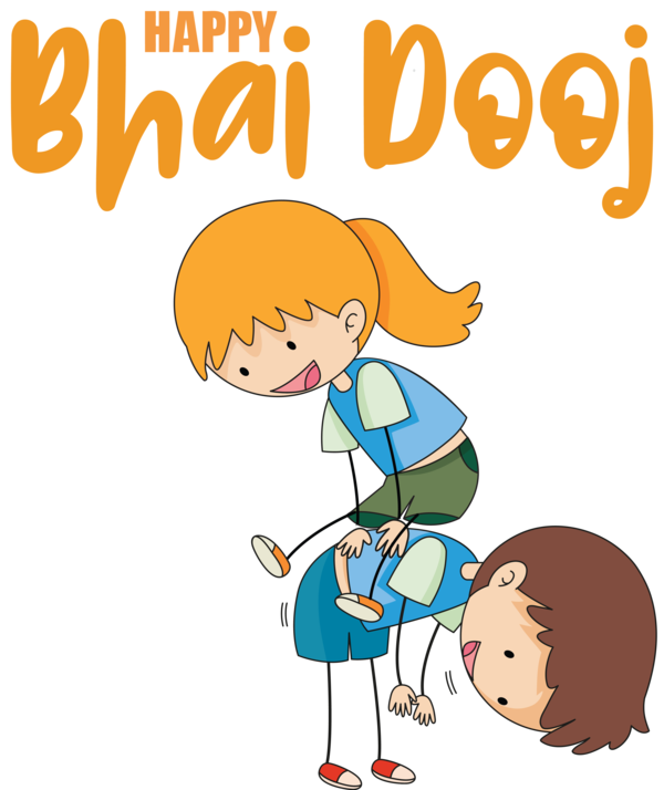 Transparent Bhai Dooj Line art Cartoon Drawing for Bhai Beej for Bhai Dooj