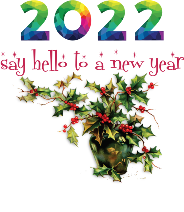 Transparent New Year Common holly Christmas Day Mistletoe for Happy New Year 2022 for New Year