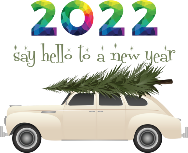 Transparent New Year Mid-size car Car Compact car for Happy New Year 2022 for New Year