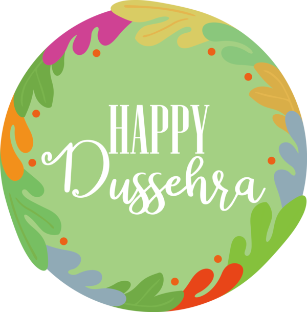 Transparent Dussehra Logo Circle Leaf for Happy Dussehra for Dussehra