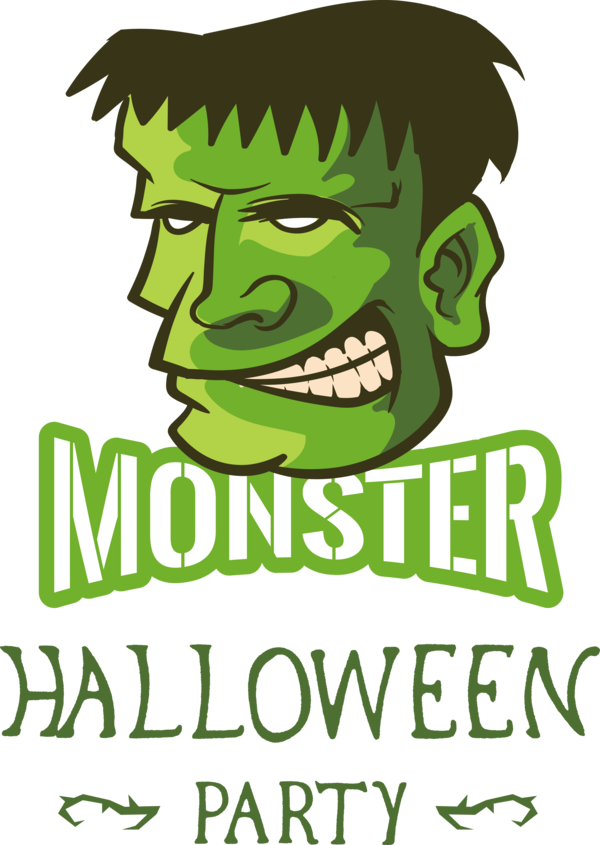 Transparent Halloween Cartoon Logo Green for Halloween Party for Halloween