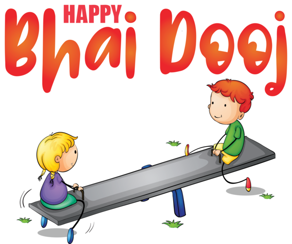 Transparent Bhai Dooj See Saw Playground Cartoon for Bhai Beej for Bhai Dooj