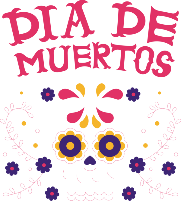 Transparent Day of the Dead Design Line Pink M for Día de Muertos for Day Of The Dead