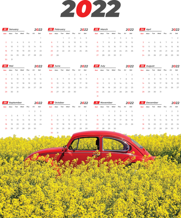 Transparent New Year Font Calendar System Yellow for Printable 2022 Calendar for New Year