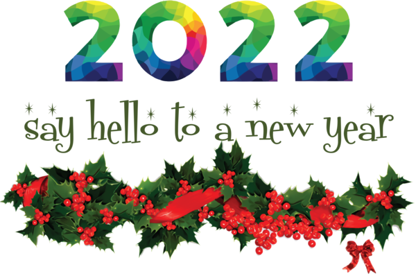 Transparent New Year Garland Christmas Day Wreath for Happy New Year 2022 for New Year