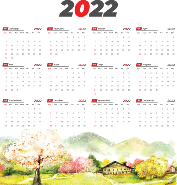 Transparent New Year Stroke Calendar System Font for Printable 2022 Calendar for New Year