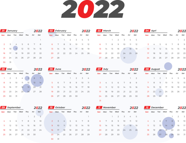 Transparent New Year Line Design Font for Printable 2022 Calendar for New Year