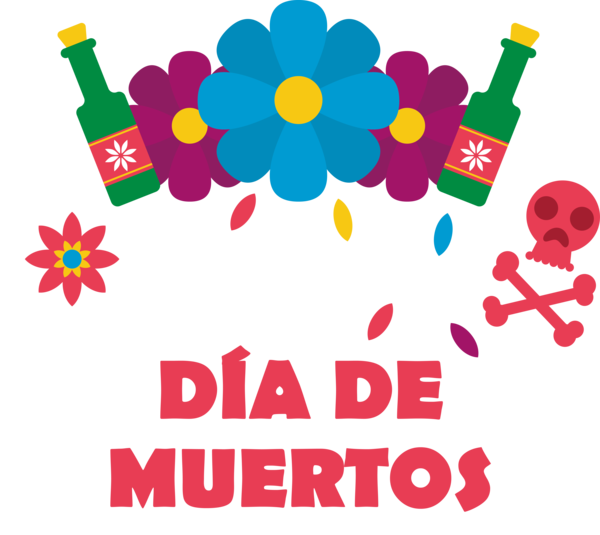 Transparent Day of the Dead Floral design Design Line for Día de Muertos for Day Of The Dead