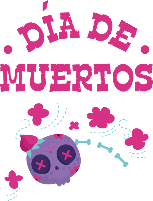 Transparent Day of the Dead Cartoon Design Flower for Día de Muertos for Day Of The Dead