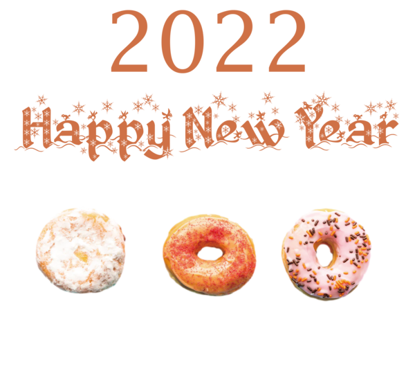 Transparent New Year Doughnut Finger food Font for Happy New Year 2022 for New Year