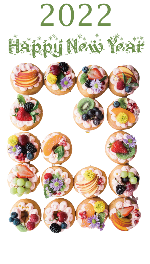 Transparent New Year Doughnut Cupcake Biscuit for Happy New Year 2022 for New Year