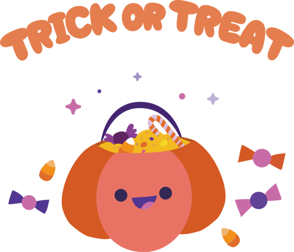 Transparent Halloween Cartoon Line Pumpkin for Trick Or Treat for Halloween