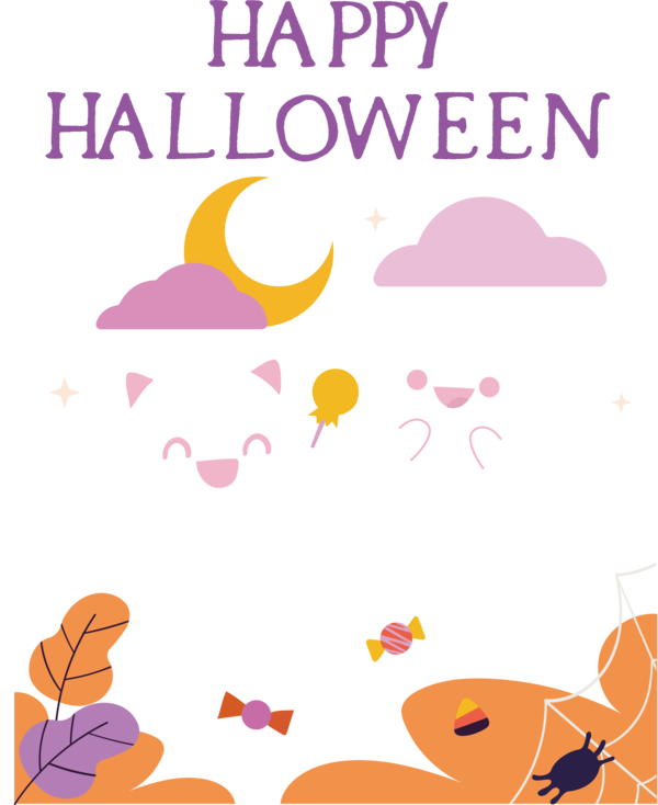 Transparent Halloween Design Cartoon Line for Happy Halloween for Halloween