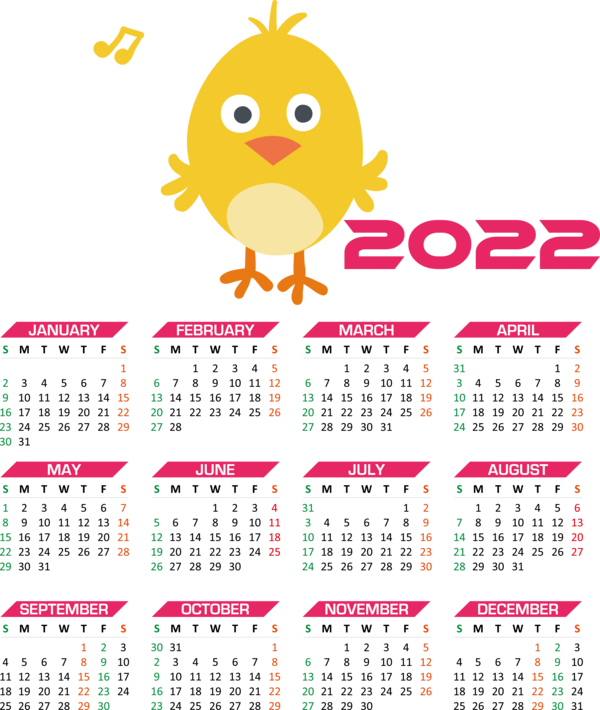 Transparent New Year Smiley Emoticon Line for Printable 2022 Calendar for New Year