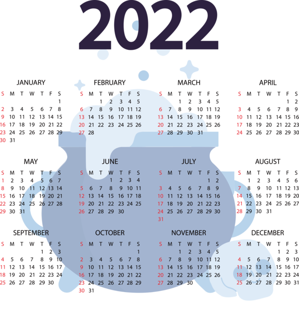 Transparent New Year Design Line Font for Printable 2022 Calendar for New Year