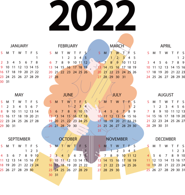 Transparent New Year Design Line Calendar System for Printable 2022 Calendar for New Year