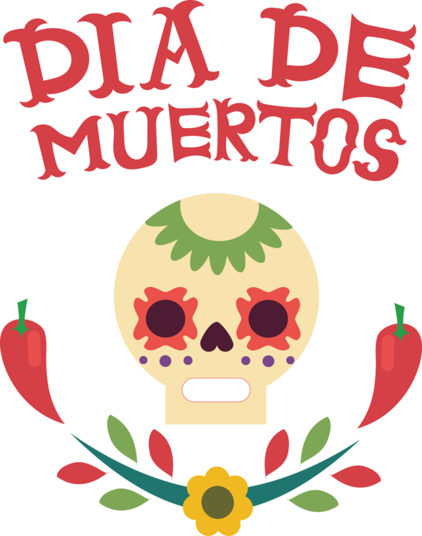 Transparent Day of the Dead Floral design Flower Design for Día de Muertos for Day Of The Dead