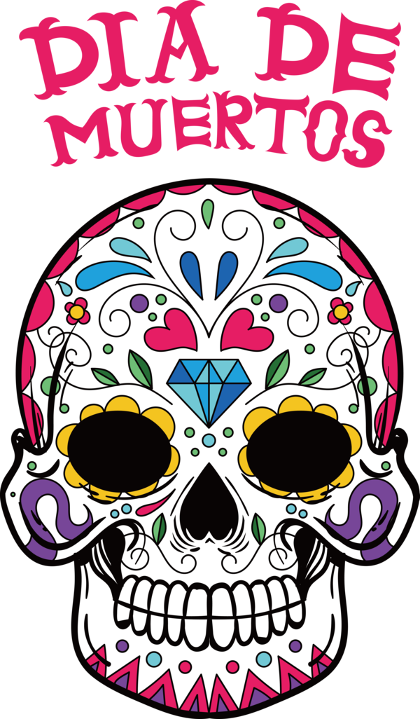 Transparent Day of the Dead Human skull Skull art Jolly Roger for Día de Muertos for Day Of The Dead