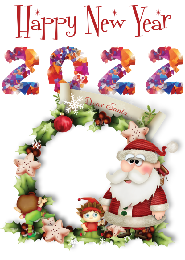 Transparent New Year Christmas Day Christmas Flower Santa Claus for Happy New Year 2022 for New Year