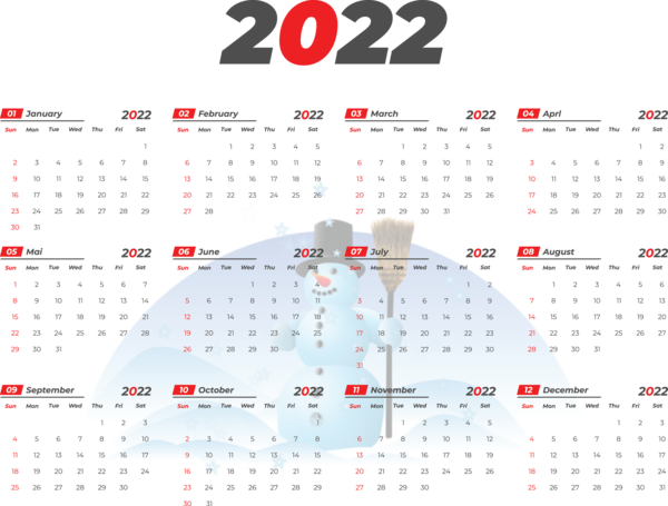 Transparent New Year Calendar System Template Design for Printable 2022 Calendar for New Year