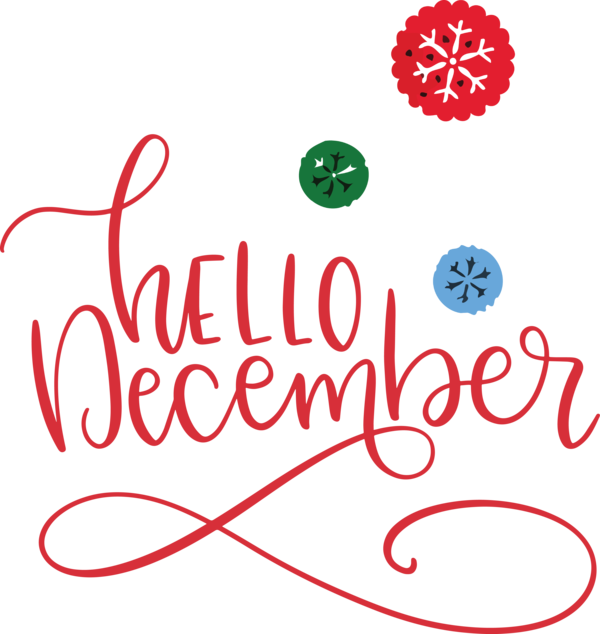 Transparent Christmas Logo Line Flower for Hello December for Christmas