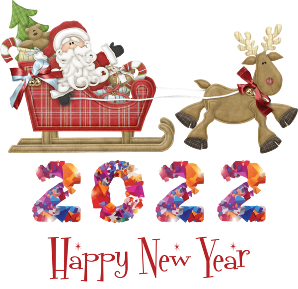 Transparent New Year Rudolph Mrs. Claus Reindeer for Happy New Year 2022 for New Year