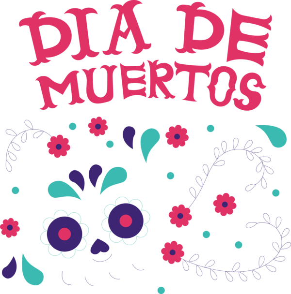 Transparent Day of the Dead Design Floral design Line for Día de Muertos for Day Of The Dead