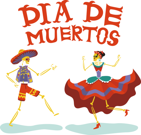Transparent Day of the Dead Human Cartoon Line for Día de Muertos for Day Of The Dead
