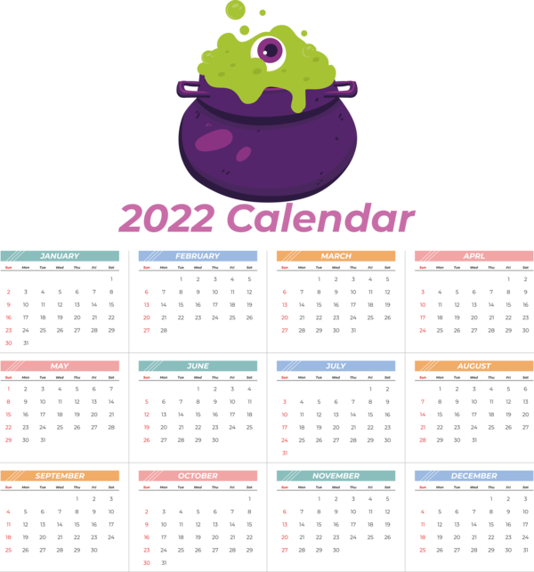 Transparent New Year Design Font Calendar System for Printable 2022 Calendar for New Year