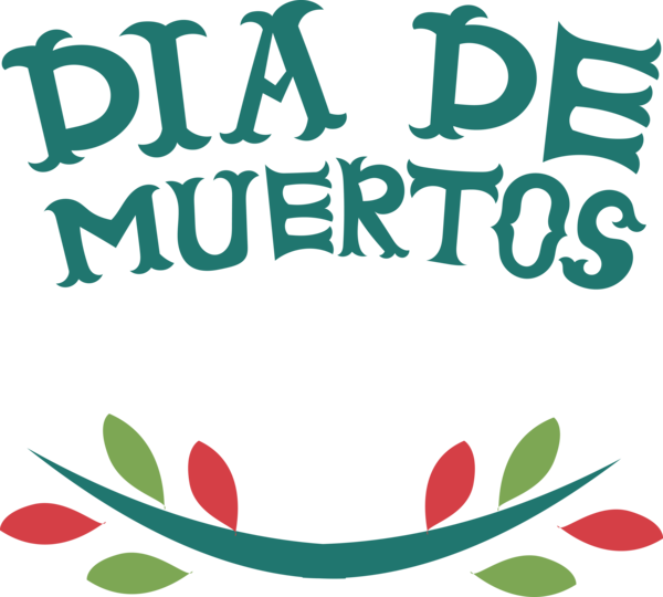Transparent Day of the Dead Logo Leaf Green for Día de Muertos for Day Of The Dead