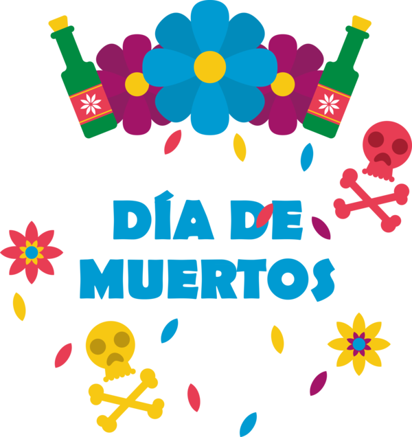 Transparent Day of the Dead Floral design Design Line for Día de Muertos for Day Of The Dead