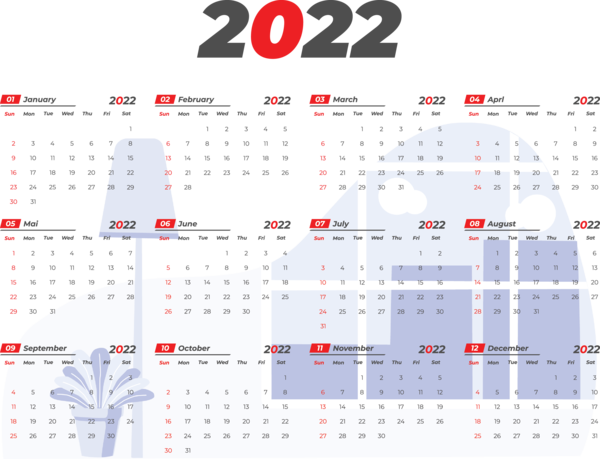 Transparent New Year Design Line Font for Printable 2022 Calendar for New Year