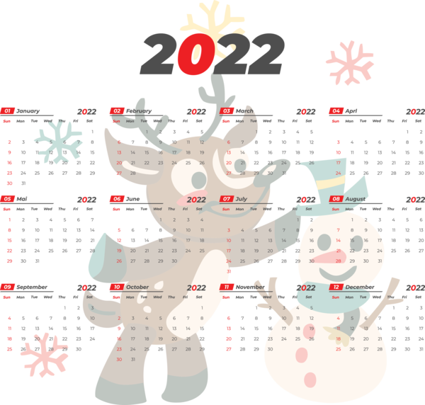 Transparent New Year Design Line Pattern for Printable 2022 Calendar for New Year