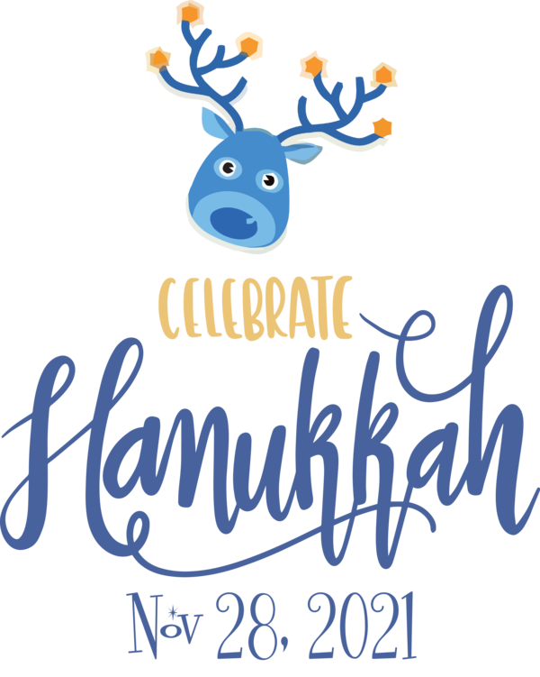 Transparent Hanukkah Reindeer Logo Sticker for Happy Hanukkah for Hanukkah
