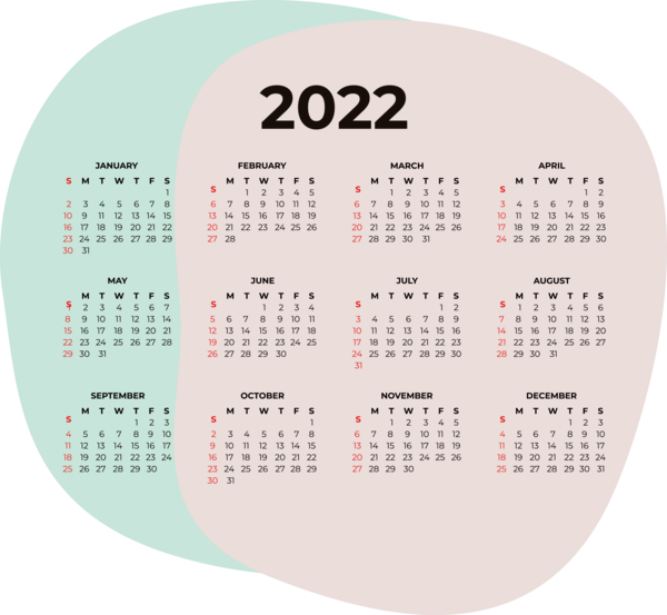 Transparent New Year Design Calendar System Font for Printable 2022 Calendar for New Year