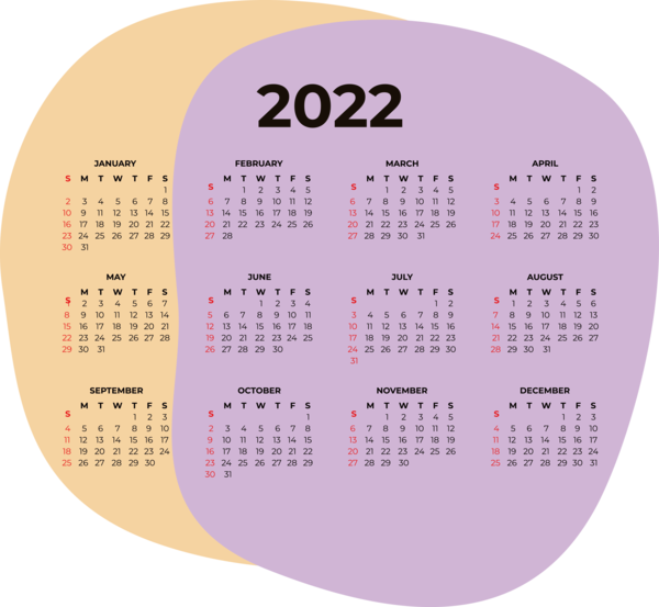 Transparent New Year Design Calendar System Font for Printable 2022 Calendar for New Year