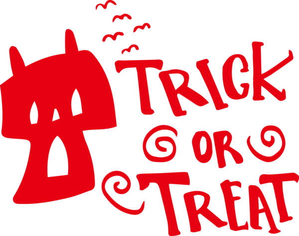 Transparent Halloween Logo Cartoon Calligraphy for Trick Or Treat for Halloween