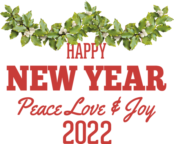 Transparent New Year Leaf World Heart Day Font for Happy New Year 2022 for New Year