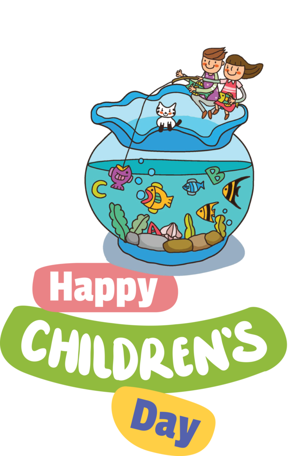 Transparent International Children's Day Cartoon Humour Design for Children's Day for International Childrens Day