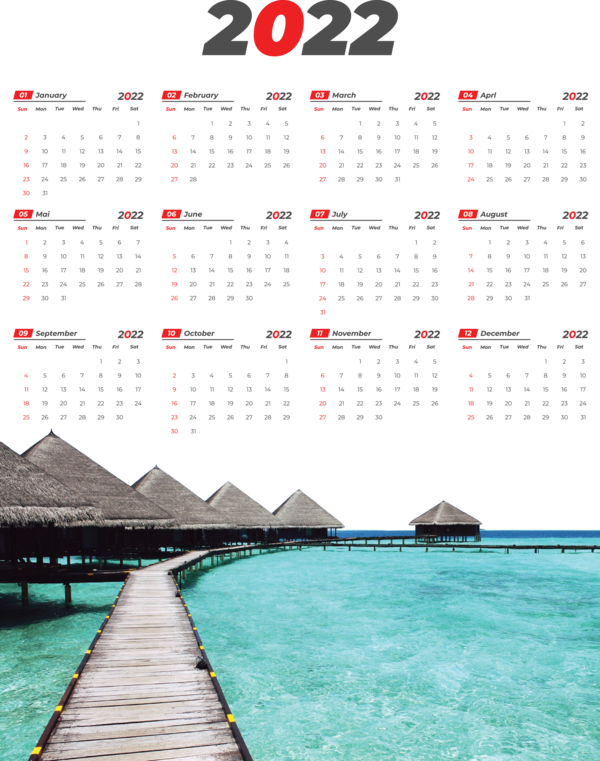 Transparent New Year Adaaran Club Rannalhi Adaaran Prestige Water Design for Printable 2022 Calendar for New Year