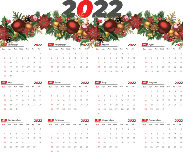 Transparent New Year Christmas Day Tree Meter for Printable 2022 Calendar for New Year