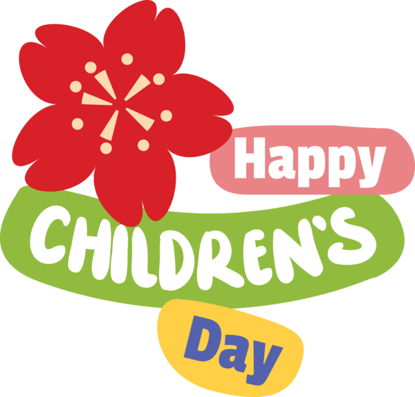 Transparent International Children's Day Cut flowers Logo Floral design for Children's Day for International Childrens Day