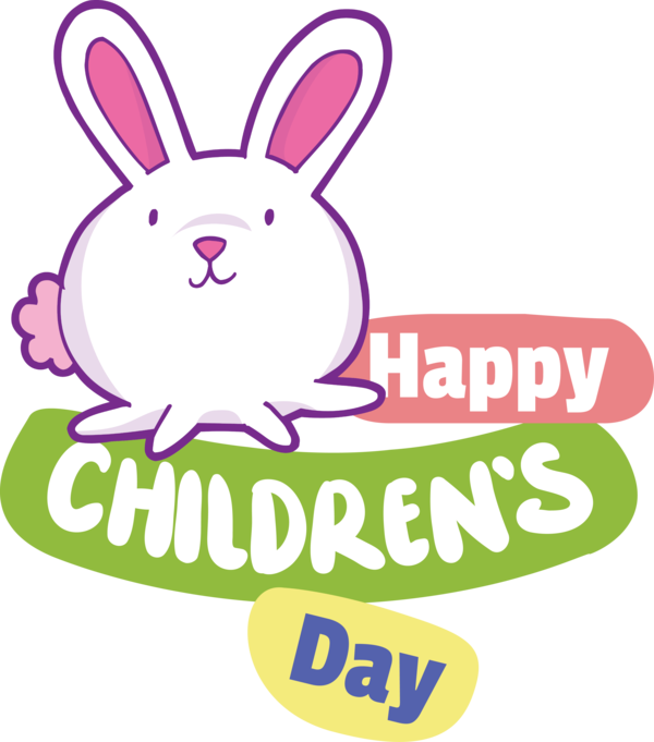 Transparent International Children's Day Easter Bunny Rabbit Logo for Children's Day for International Childrens Day