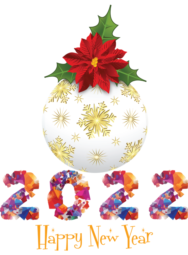 Transparent New Year Bauble Floral design Christmas Day for Happy New Year 2022 for New Year