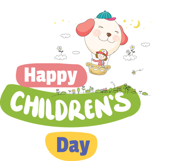 Transparent International Children's Day Cartoon Logo Line for Children's Day for International Childrens Day