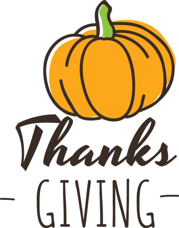 Transparent Thanksgiving Jack-o'-lantern Squash Line for Give Thanks for Thanksgiving